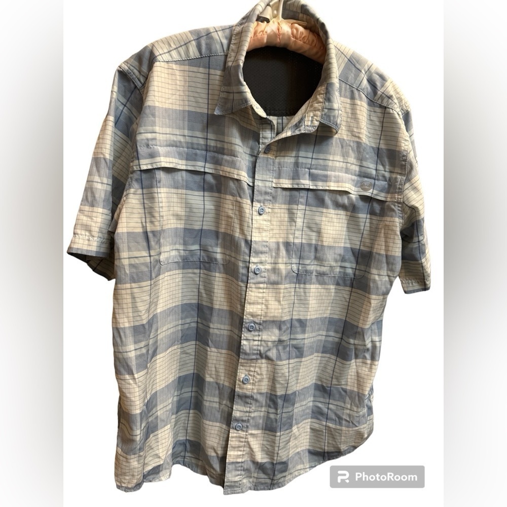 WRANGLER SZ LG Men's Cooling Shirt
Blue Plaid Short Sleeve Button Up Western